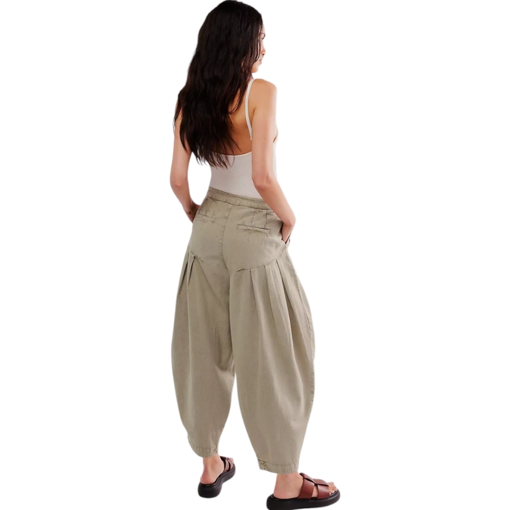 Free People Sarina Pleated Barrel Trousers in Laurel Oak 4